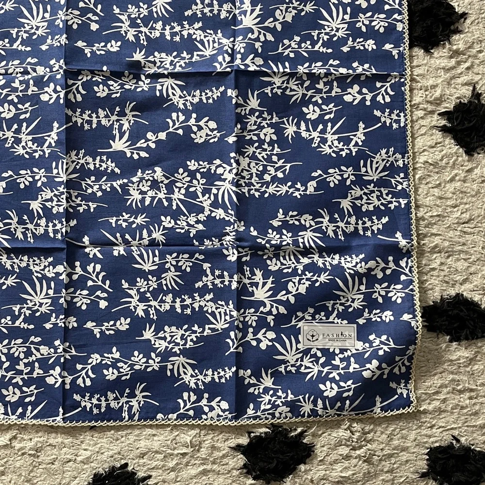 Navy and White Botanical Scarf No brand 27x27